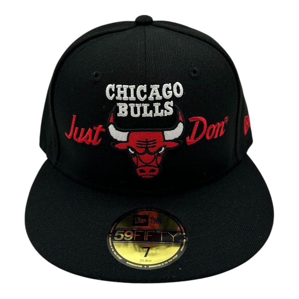 New Era X Just Don Chicago Bulls Hat Cap Size 7 Black 59Fifty‎ Fitted Basketball